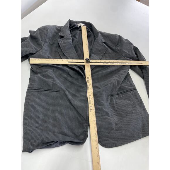 Moon River Jacket Womens Large Grey Pin Striped Double Layer Twill Button Blazer - Picture 6 of 12